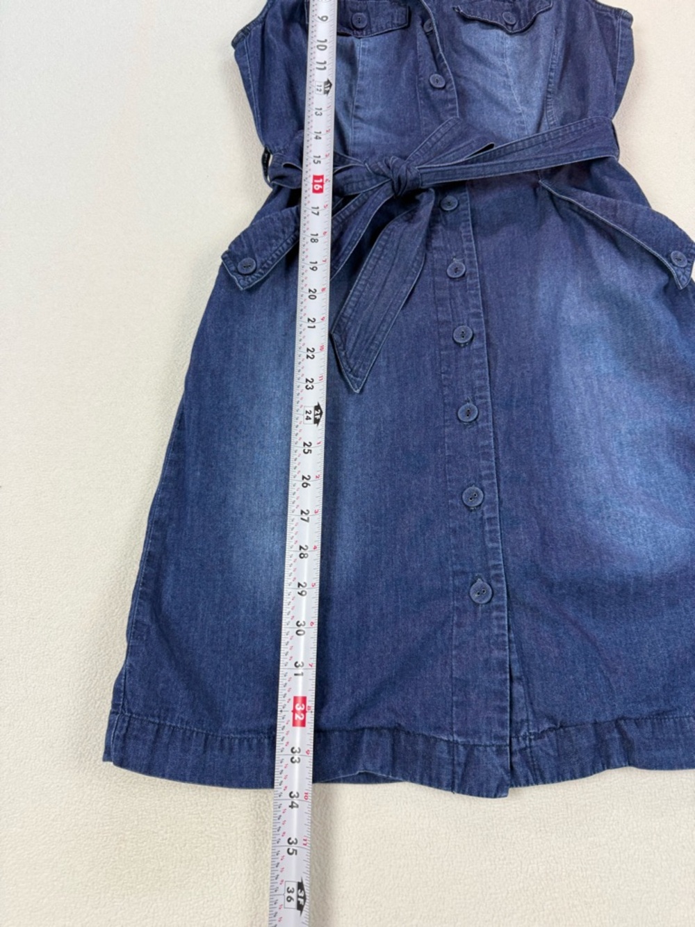 Smart Set Y2K Denim Shirt Dress Button Front Belted Jean Mini 90s Sleeveless - Picture 4 of 8